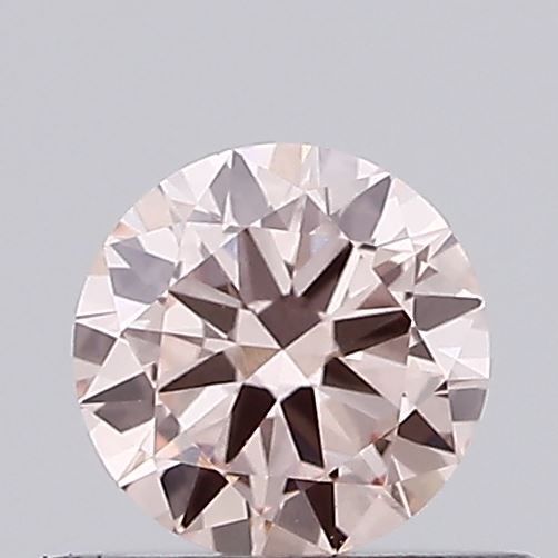 Actual 0.34 carat Fancy Intense Pink Round lab-grown diamond
