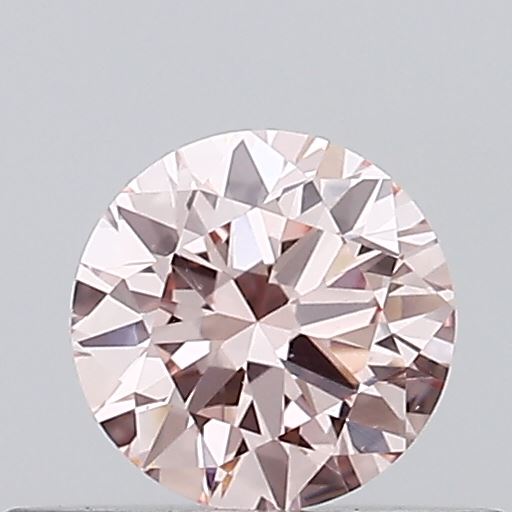 Actual 0.35 carat Fancy Intense Pink Round lab-grown diamond