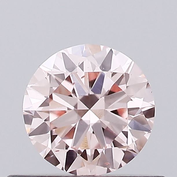 Actual 0.43 carat Fancy Intense Pink Round lab-grown diamond