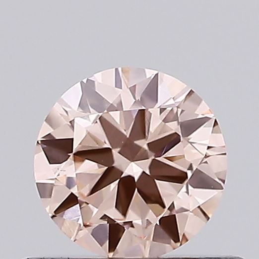 Actual 0.38 carat Fancy Intense Pink Round lab-grown diamond