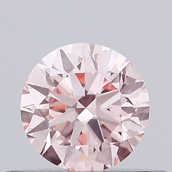 Actual 0.36 carat Fancy Intense Pink Round lab-grown diamond