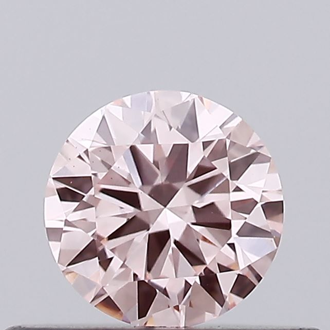Actual 0.33 carat Fancy Intense Pink Round lab-grown diamond