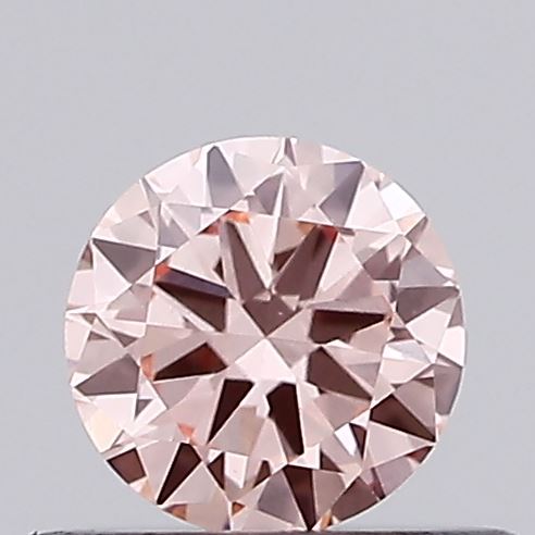 Actual 0.33 carat Fancy Intense Pink Round lab-grown diamond