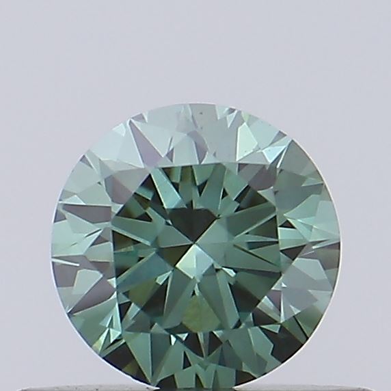 Actual 0.33 carat Fancy Vivid Green Round lab-grown diamond