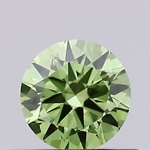 Actual 0.29 carat Fancy Vivid Green Round lab-grown diamond