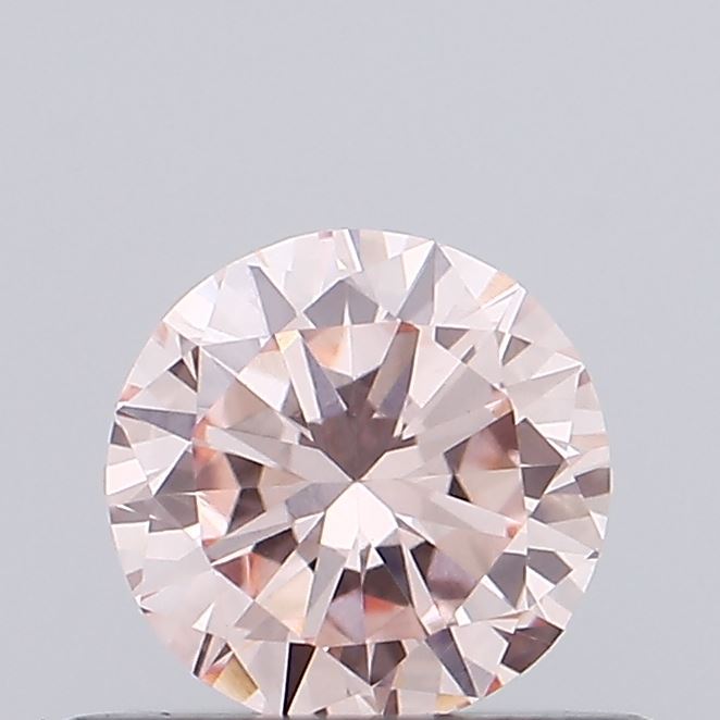 Actual 0.37 carat Fancy Intense Orangy Pink Round lab-grown diamond