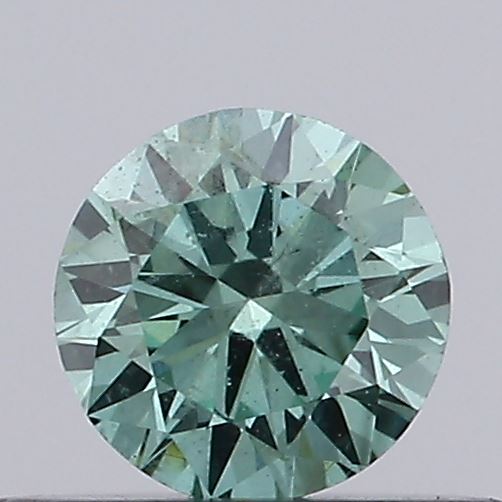 Actual 0.31 carat Fancy Vivid Green Round lab-grown diamond