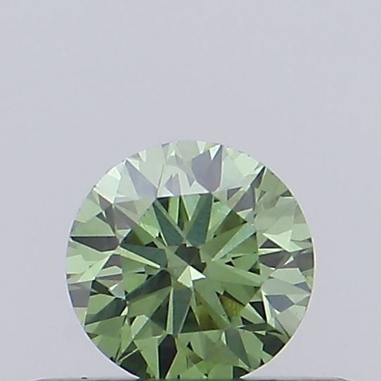 Actual 0.29 carat Fancy Vivid Green Round lab-grown diamond