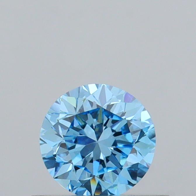 Actual 0.46 carat Fancy Vivid Blue Round lab-grown diamond