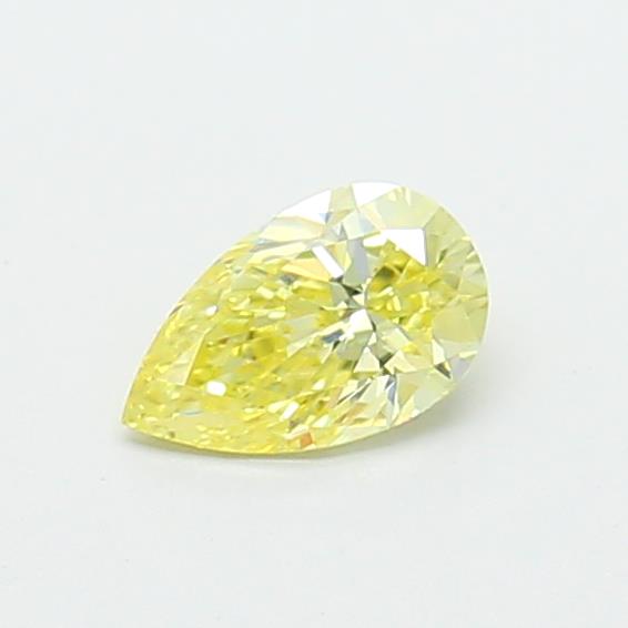 Actual 0.36 carat Fancy Intense Yellow Pear lab-grown diamond