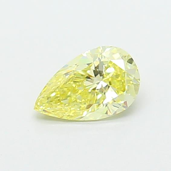 Actual 0.41 carat Fancy Yellow Pear lab-grown diamond