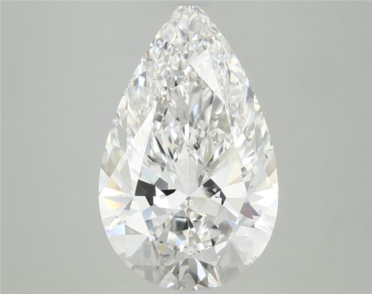 Actual 4.02 carat G Pear lab-grown diamond