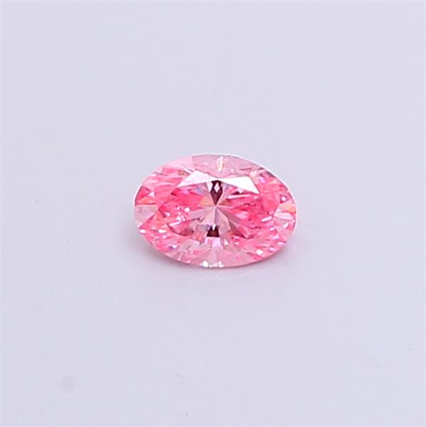 Actual 0.16 carat Fancy Vivid Pink Oval lab-grown diamond