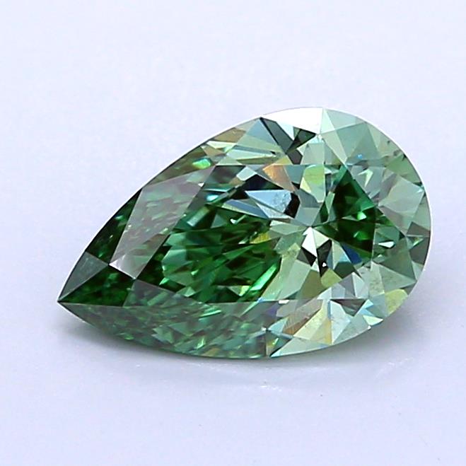 1.02 carat fancy vivid  green VS2 EX Cut IGI pear diamond